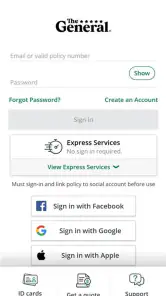 The General® Auto Insurance screenshot