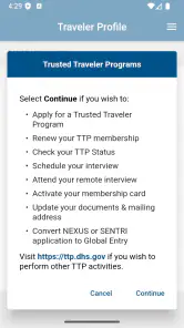 Trusted Traveler Programs screenshot