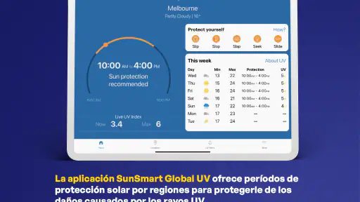 Aplicación SunSmart Global UV screenshot
