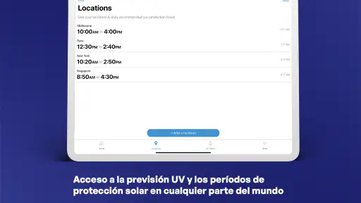 Aplicación SunSmart Global UV screenshot