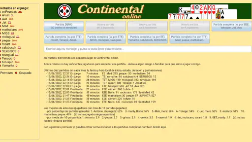 Continental (juego de cartas) screenshot