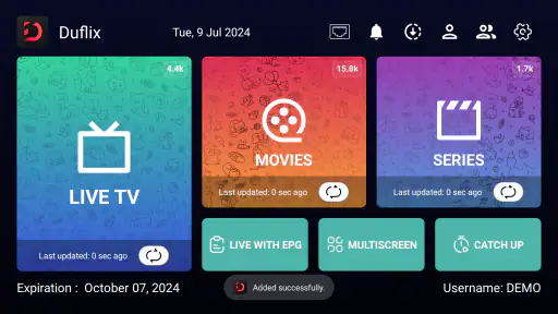 Duflix - IPTV player screenshot