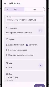 LibreTorrent screenshot