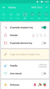 Registro del periodo ovulación screenshot