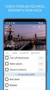 SmartPack - packing lists screenshot