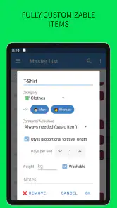 SmartPack - packing lists screenshot