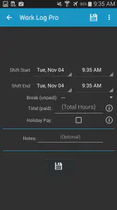 Work Log Pro screenshot