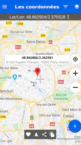 Carte des coordonnées GPS screenshot