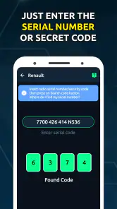 Générateur de codes autoradio screenshot
