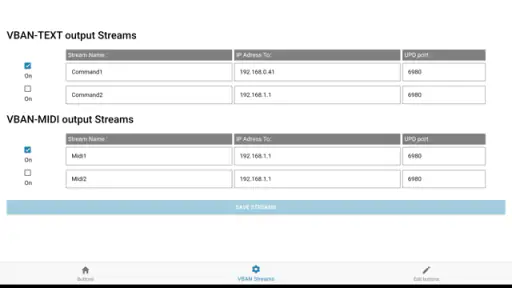 VBAN Buttons screenshot