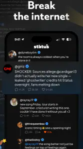 status - sims but social media screenshot