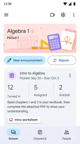 Google Classroom screenshot