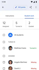 Google Classroom screenshot