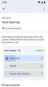 Google Classroom screenshot