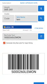 Weighing Scale Barcoding app screenshot