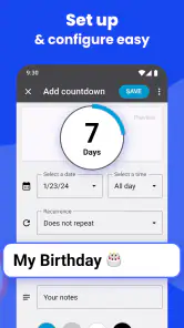 Aftellen app dagen - Countdown screenshot