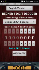 Becker 5Digit Radio Code screenshot