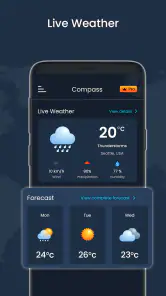 Digitaal kompas & live weer screenshot
