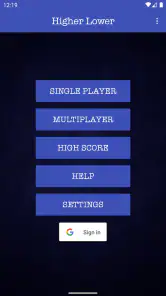 Higher Lower Card Game screenshot
