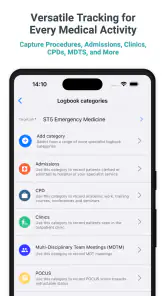 Medical and surgical logbook screenshot