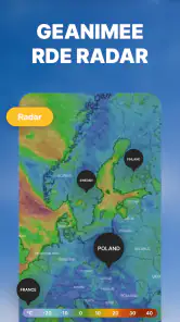 Nauwkeurig weer. Radar, widget screenshot