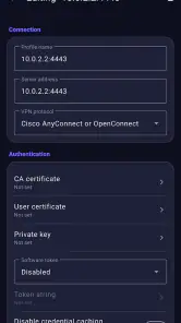 OpenConnect screenshot