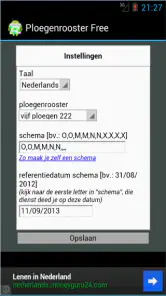 Ploegenrooster screenshot