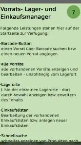 Vorrat, Lager, Einkaufslisten screenshot