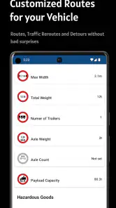 Vrachtwagen navigatie CargoT screenshot