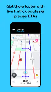 Waze-navigatie en live verkeer screenshot