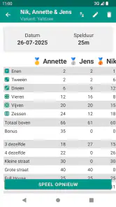 Yatzy Score Kaart screenshot