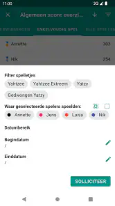 Yatzy Score Kaart screenshot