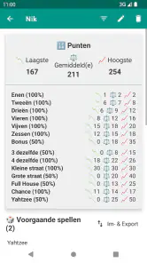 Yatzy Score Kaart screenshot