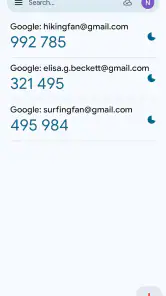Google Autentisering screenshot