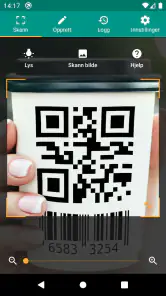 QR- og strekkodeskanner screenshot