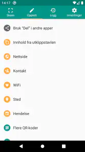 QR- og strekkodeskanner screenshot