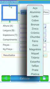 Calculadora de Pesos Metal Pro screenshot