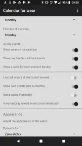 Calendar for wear screenshot