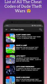 Dude Theft Wars, Cheat Codes screenshot