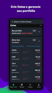 Yahoo Finanças screenshot