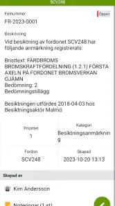 Fordonskontroll screenshot