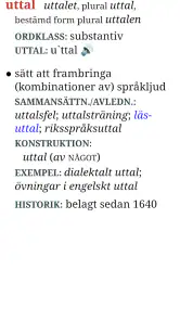 Svensk ordbok screenshot