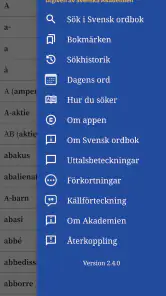 Svensk ordbok screenshot