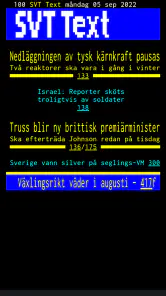 TextTV - Svensk text-tv, SVT screenshot