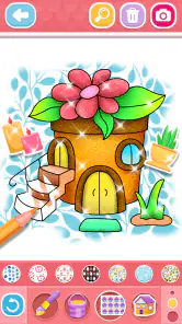 Glitter House coloring for kid screenshot