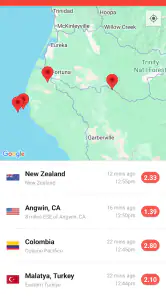 My Earthquake Alerts - Map screenshot
